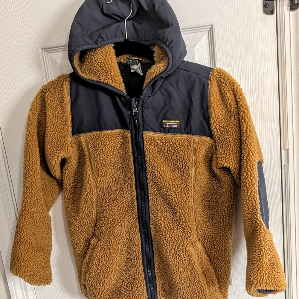 LL Bean boys Fleece Size M Brown And Navy